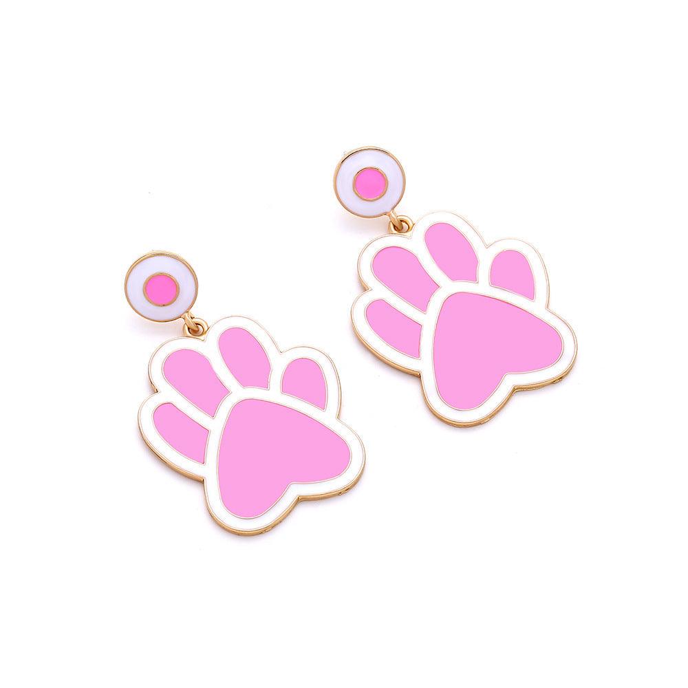 Paw Print Charm: Bold Alloy Dripping Puppy Footprint Earrings – Make a Statement! - Giggle & Purr