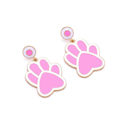 Paw Print Charm: Bold Alloy Dripping Puppy Footprint Earrings – Make a Statement! - Giggle & Purr