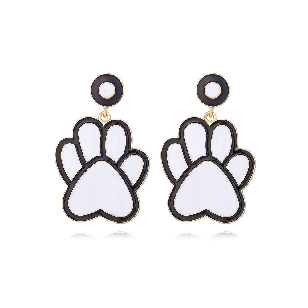 Paw Print Charm: Bold Alloy Dripping Puppy Footprint Earrings – Make a Statement! - Giggle & Purr